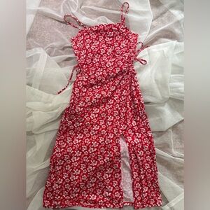 Floral Red Midi Dress